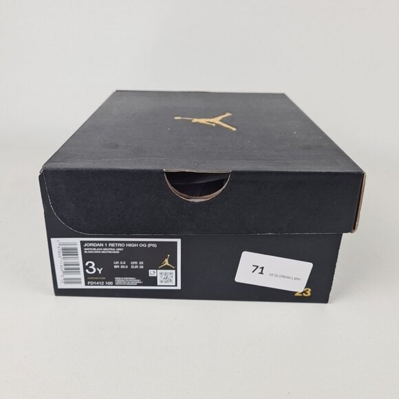 Air Jordan 1 Retro High OG PS White Black Leather Sneakers Size 3Y - Picture 9 of 9